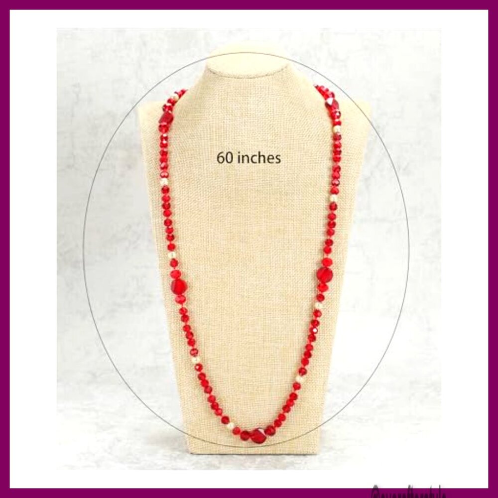 60-Inch Crystal Shell Bead Statement Necklace Set… - image 6